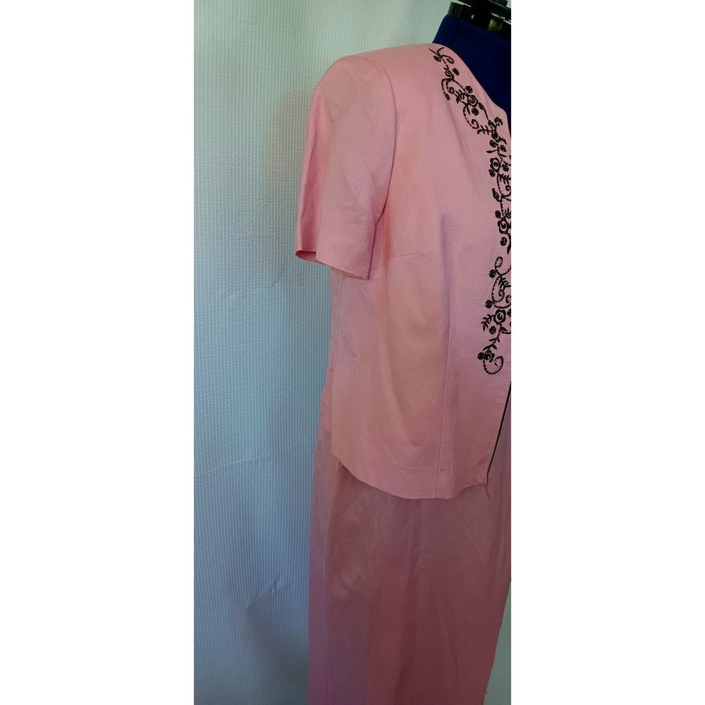 Jessica Howard Pink Linen Blend 2 Piece Jacket Maxi Dress Set Womens 14P NWT - Picture 9 of 9